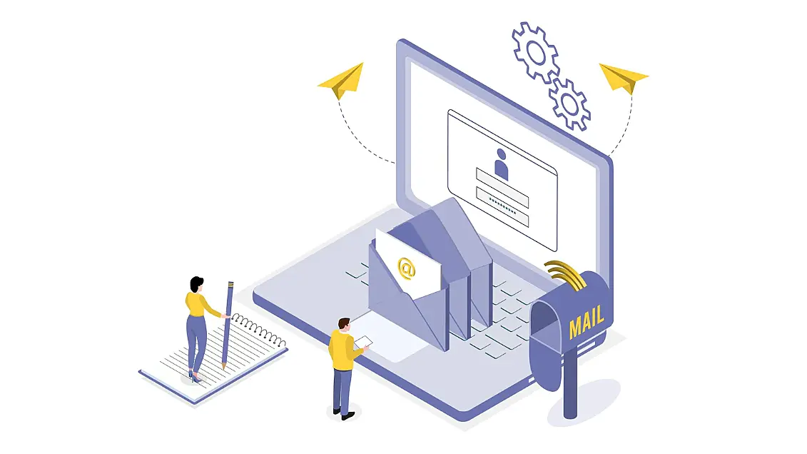 Imagen vectorizada representando la creación de email marketing a través de herramientas