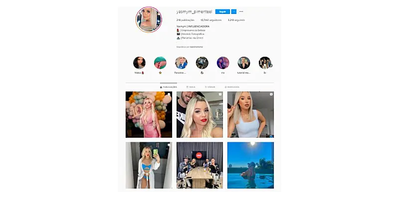 Printscreen do perfil de uma influencer digital