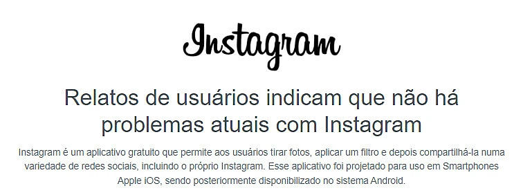 Mensagem no DownDetector se o Instagram está fora do ar