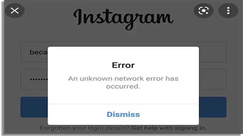 Instagram fora do ar Mensagem em inglês de erro de conexão com o Instagram