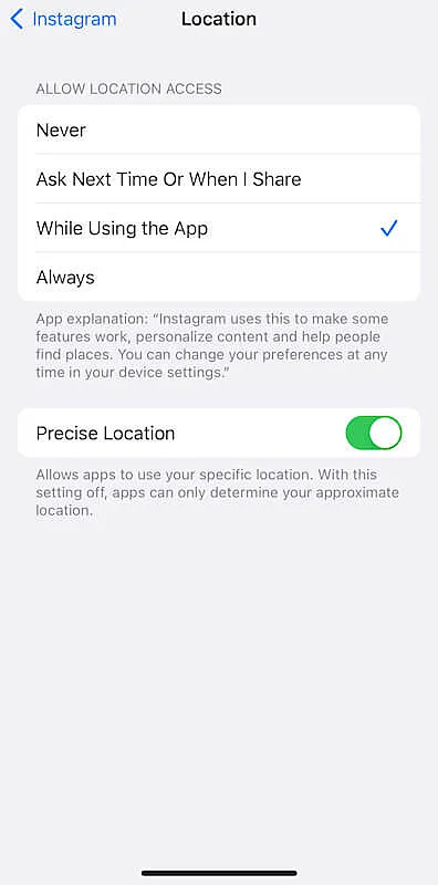 Location settings
