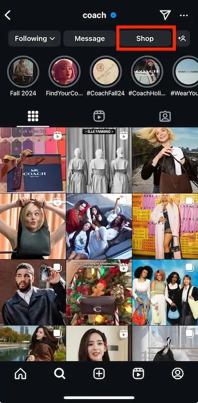 Coach Instagram profile