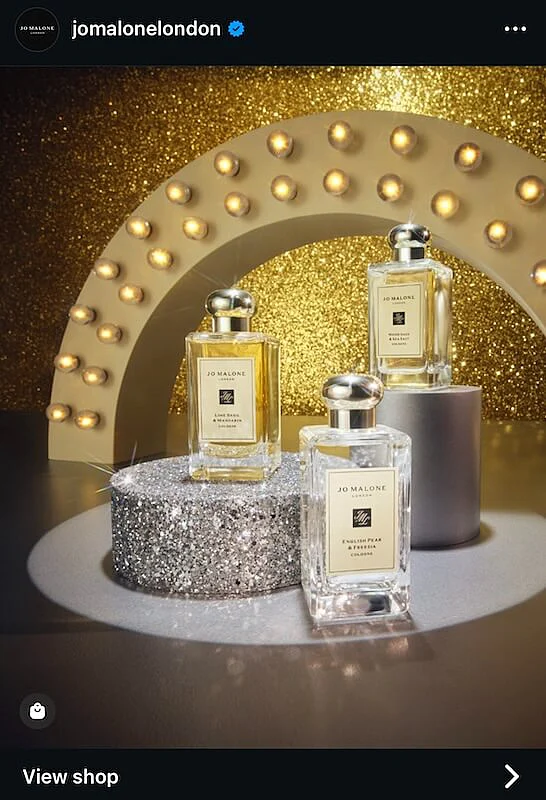 Jo Malone London Instagram post showing 3 of their frangrances