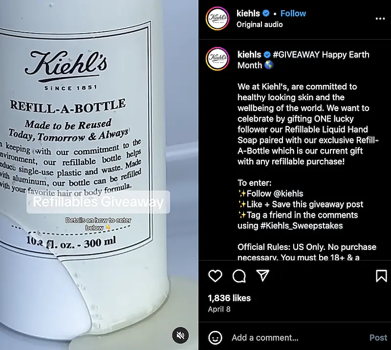 Kiehl's Instagram post