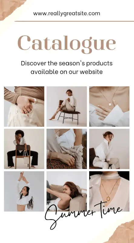 Instagram story backgrounds 3 The image shows an Instagram story where there are 9 pictures organized in 3 lines, and they show products. In the image it's also written "Discover the season's products available on our website".