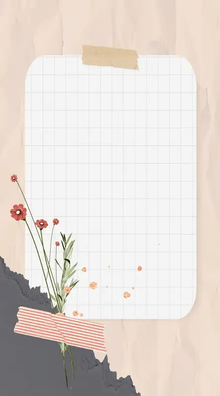 Instagram story backgrounds 12 The image shows an Instagram story background where there is a piece of paper in the middle, and flowers on the left corner.