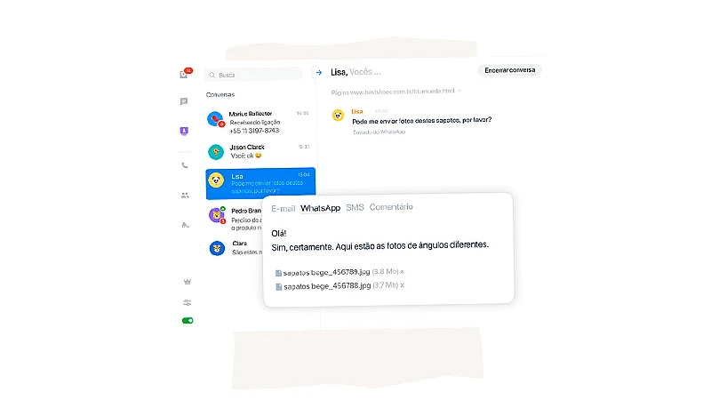 Painel do operador dentro do aplicativo do JivoChat