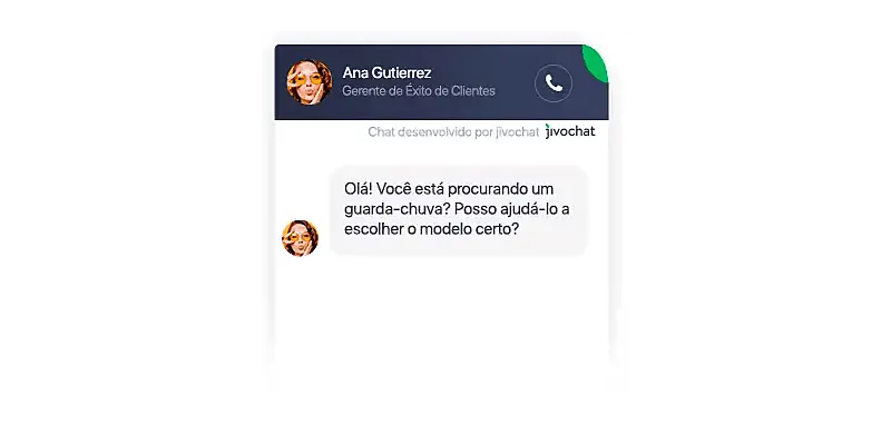 Janela de conversa para atendimento ao cliente do JivoChat