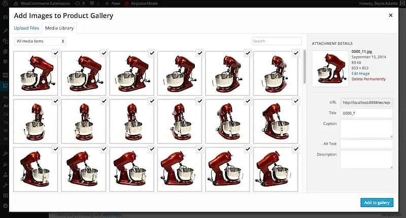 Product image gallery in WooCommerce
