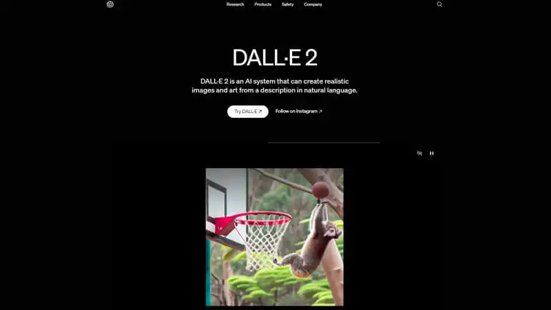captura de tela que mostra o site de inteligência artificial Dall-E 2