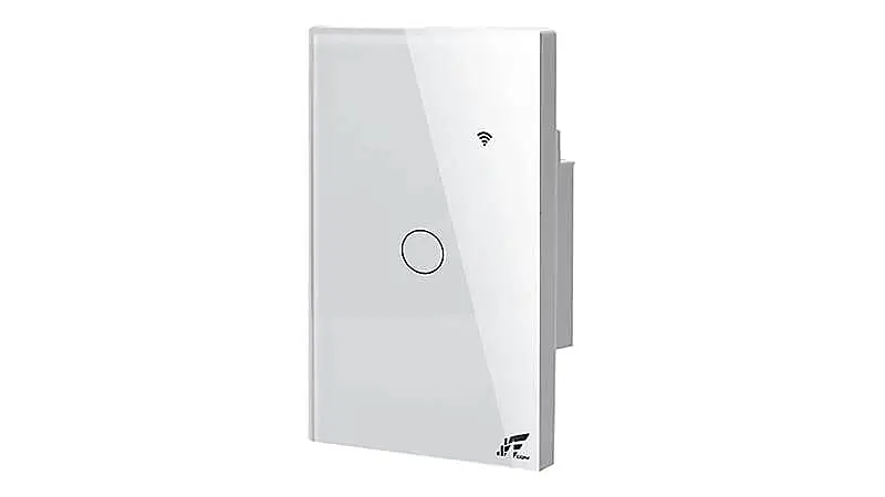 imagem de um interruptor inteligente JWCom na cor branca com um botão