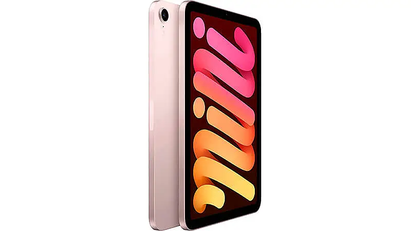 imagem de um iPad Mini 6ª geração de 8.3 polegadas de frente e de costas na cor rosa