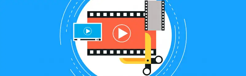 Uma arte de uma película de filme com uma tesoura aberta