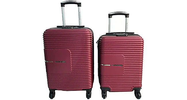 foto com duas malas de rodinhas na cor vinho da marca Polo King