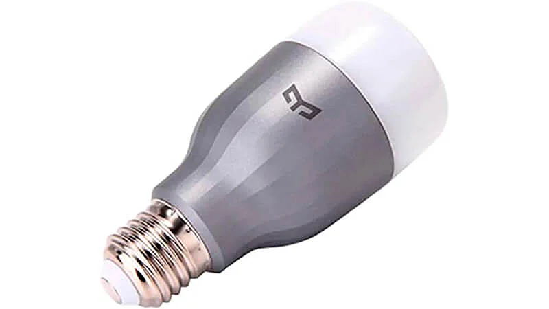 imagem de uma lâmpada smart da Xiaomi com base na cor cinza