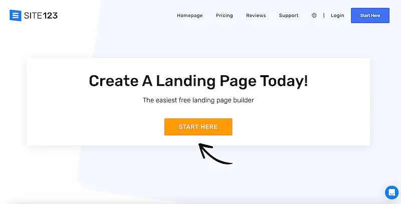 SITE123 landing page builder