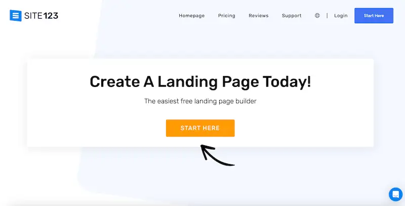 SITE123 landing page builder