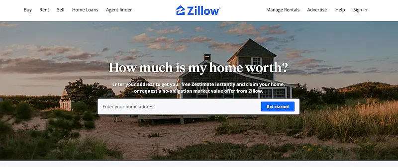 Zillow landing page