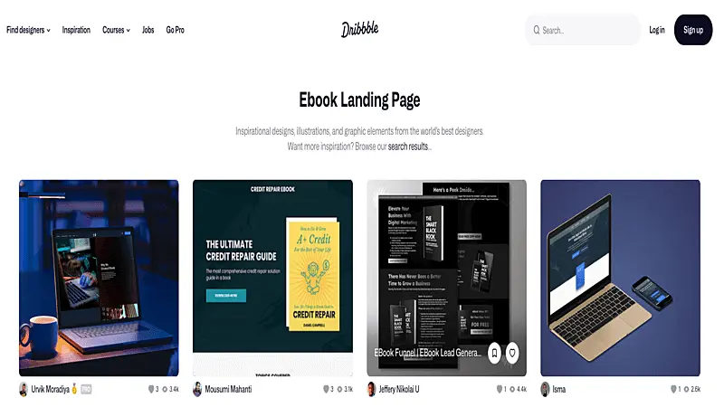 captura de tela do Dribbble