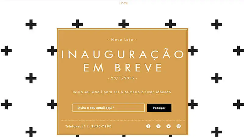 Captura de tela de landing page exemplos da wix