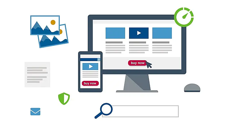 Ilustración conceptual de elementos de una landing page