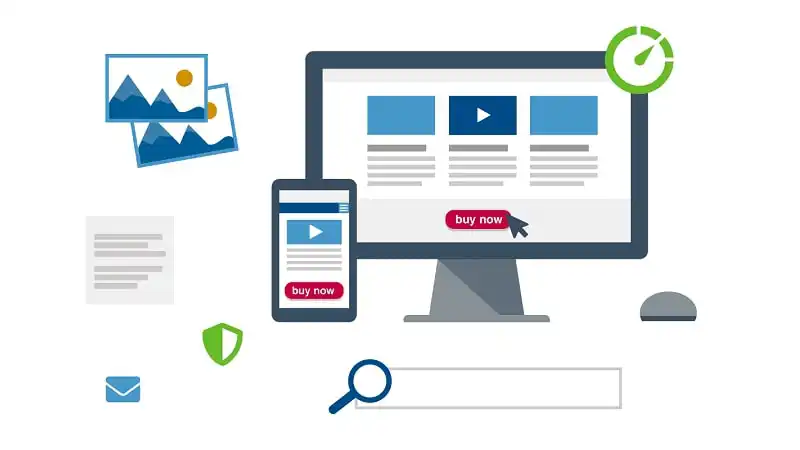 Ilustración conceptual de elementos de una landing page