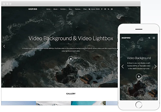 Captura de tela do layout de site Inspiro