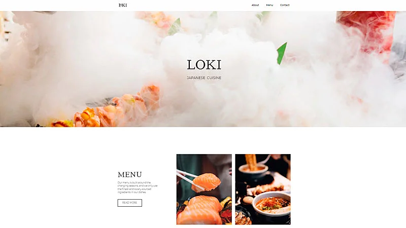 Captura de tela do layout de site LOKI do Zyro