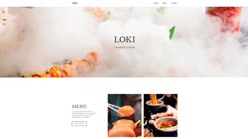 Captura de tela do layout de site LOKI do Zyro