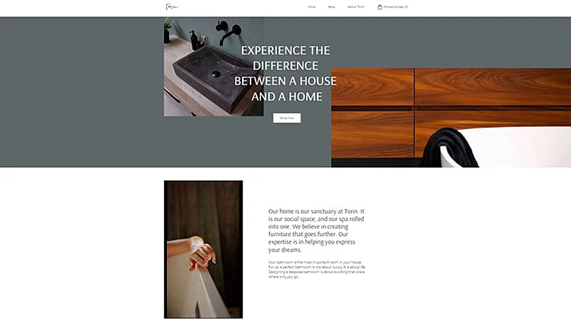 Captura de tela do layout TORIN do Zyro