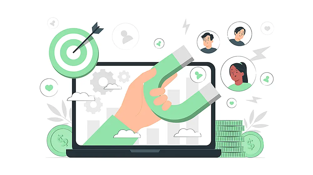 Ilustración representando concepto de captación de leads