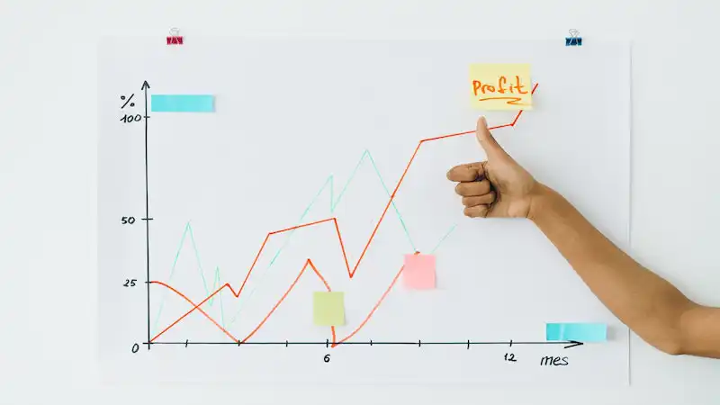 How to sell online what to sell Hhe image show a ghaphic where on the top is written profit and there is a hand pointing to it