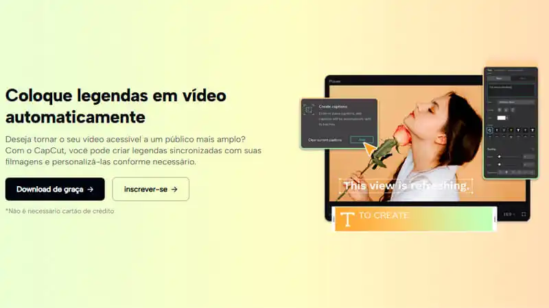 captura de tela da ferramenta para gerar legendas atomáticas do CapCut