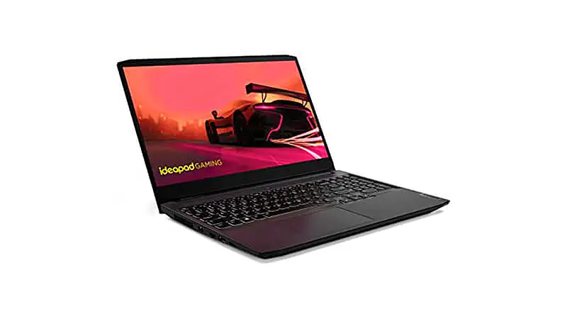 imagem de um notebook Lenovo Gaming 3 na cor preta com teclado retro iluminado na cor branca