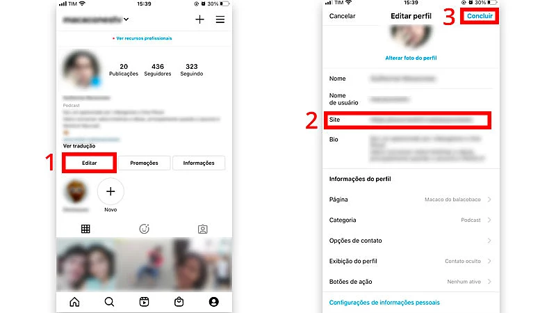Passo a passo para adicionar link na bio
