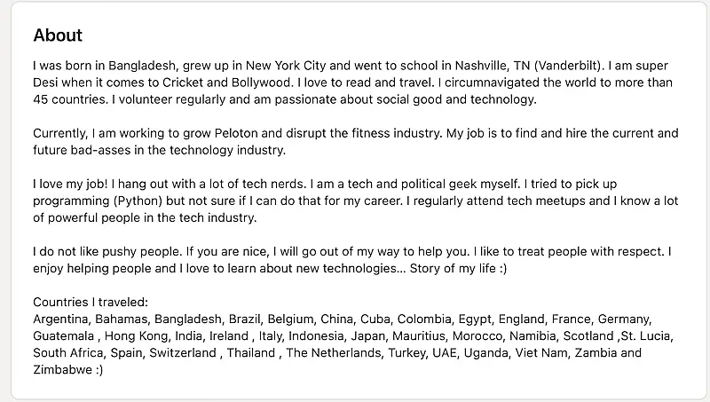 Tanmoy Saha LinkedIn summary