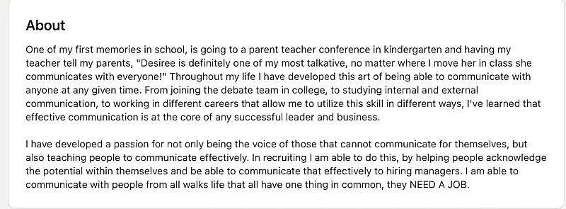 Desiree Thompson LinkedIn summary 