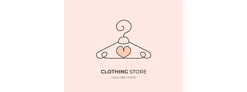 ideia de logo para loja de roupas feminina usando cabide e coração