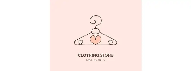 ideia de logo para loja de roupas feminina usando cabide e coração