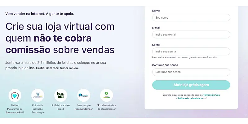 Página inicial da Loja Integrada