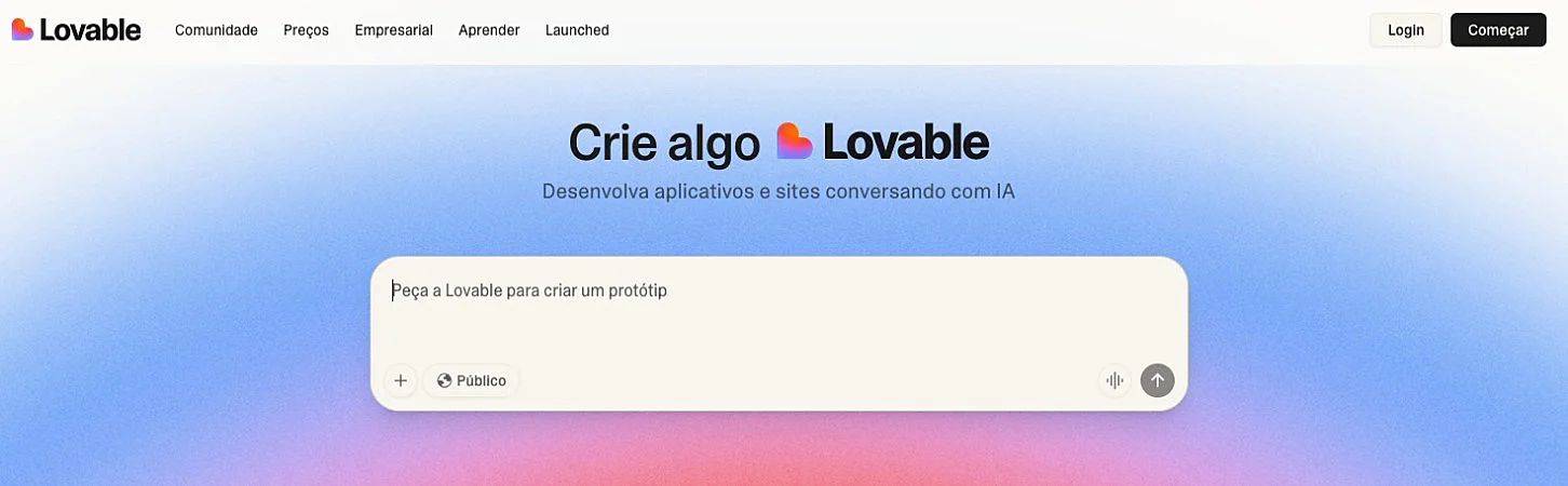 Captura de tela do Lovable IA