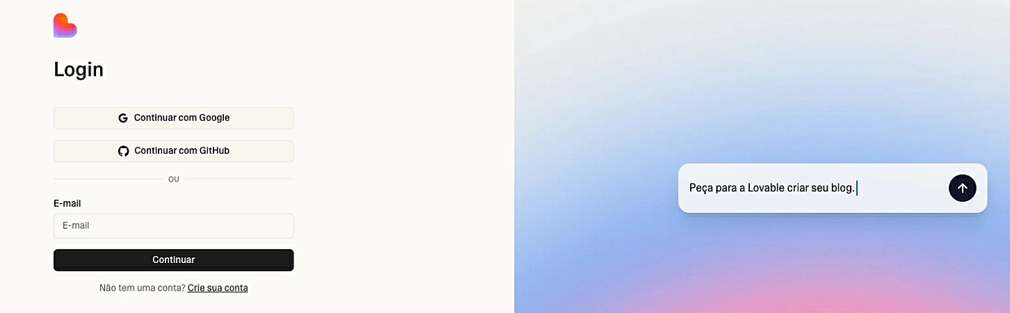 Captura de tela do Lovable IA