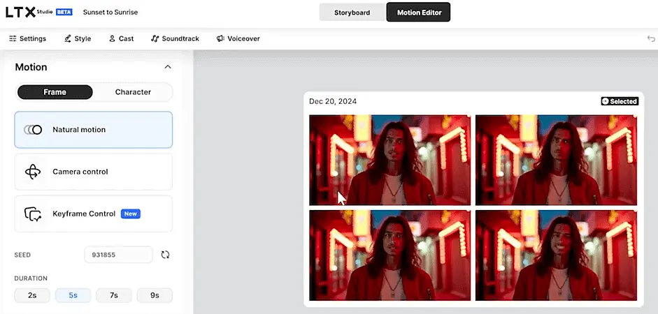 LTX shot video editor