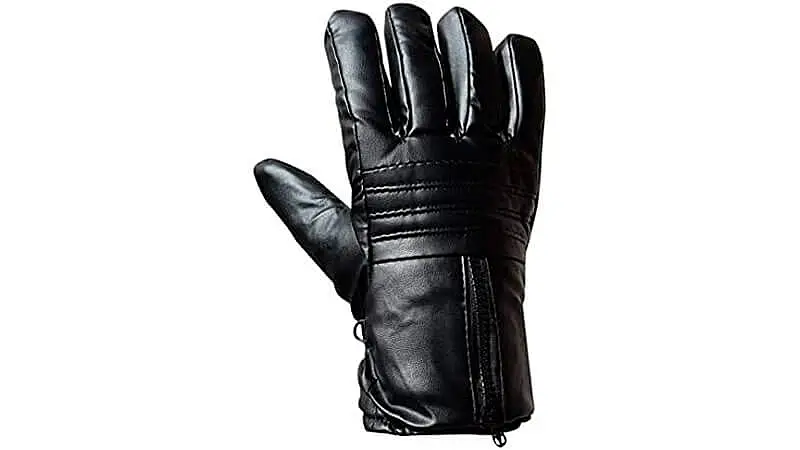 imagem de uma luva de motoqueiro em couro sintético na cor preta