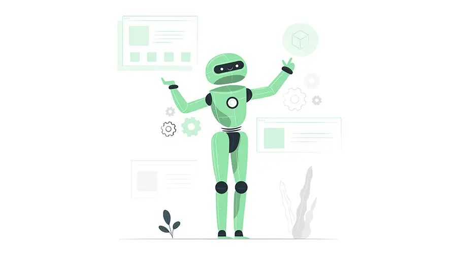 ilustración de un robot manejando informaciones