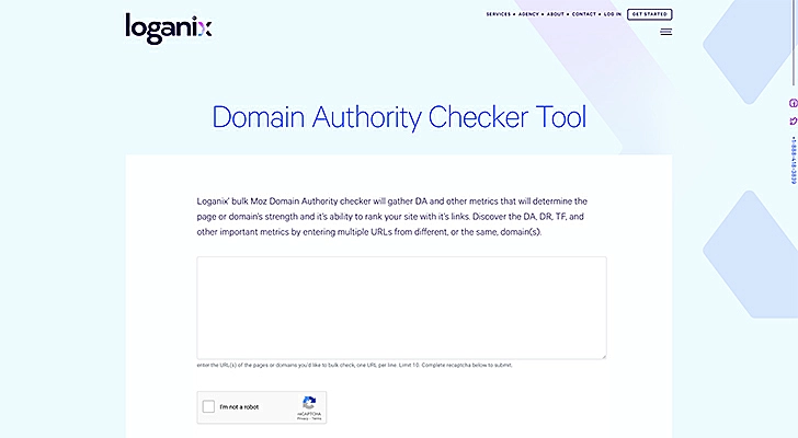 Loganix Domain Authority Checker Tool