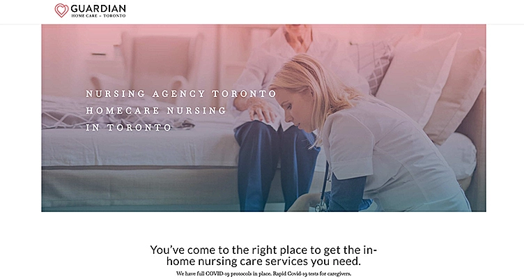 Header of the nursing agency in Toronto, Guardian Home Care