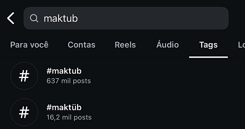 Captura de tela do Instagram