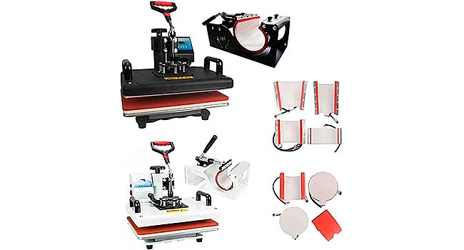 foto de mostra uma maquina de sublimação Astro Mix e todos seus equipamentos