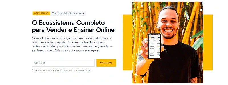 banner da área de marketing de afiliados no site da Eduzz